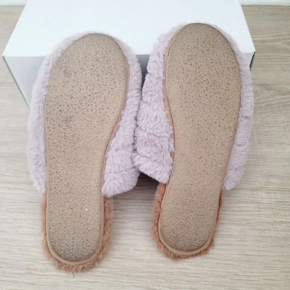 Madewell Quilted Scuff Slippers Recycled Faux Fur Dusty Purple Slip On Shoes 6 - Picture 8 of 9